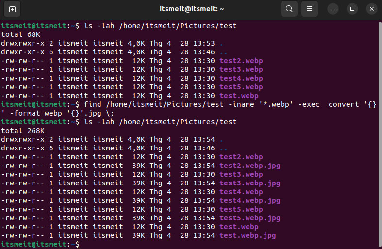 Batch Conversion webp to jpg Ubuntu 22.04