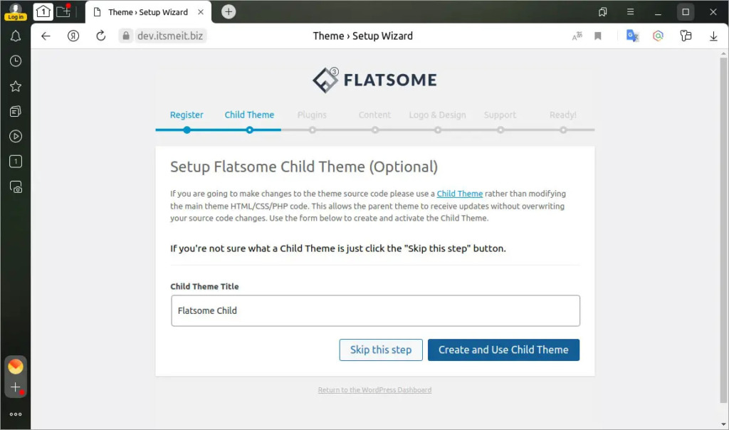 create child theme flatsome 3.18.5