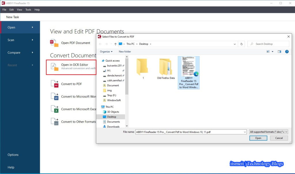 Select the PDF document to convert
