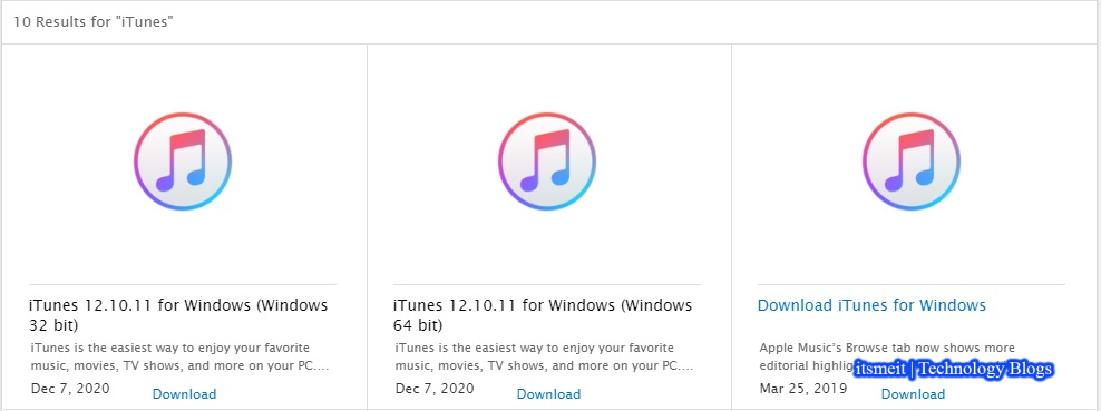 install iTunes Windows