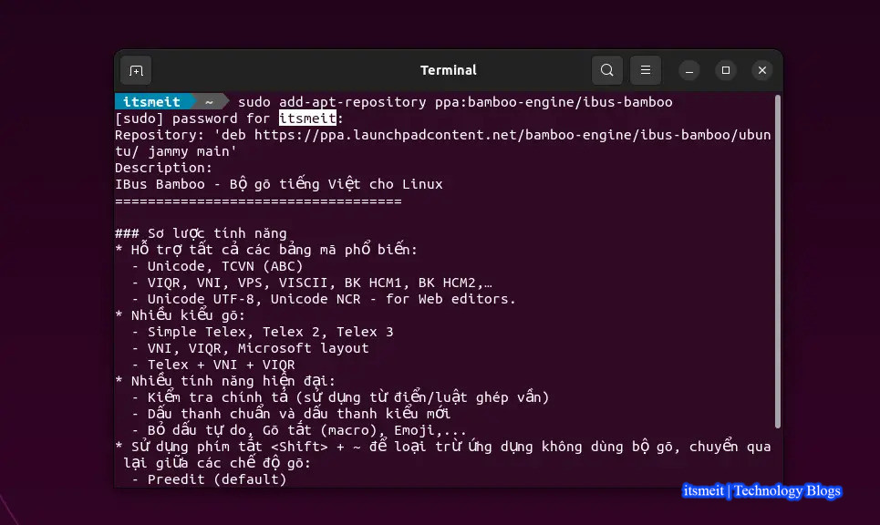 How to install Ibus Bamboo to type Vietnamese on Ubuntu 22.04 Linux