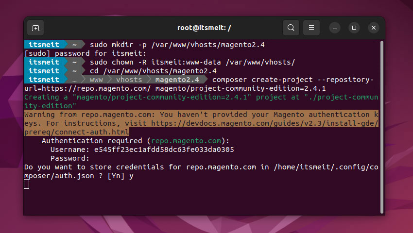 add key magento 2 repo