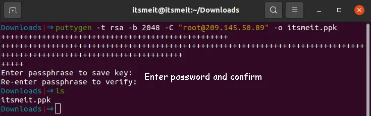 Generate SSH Keys to authenticate the connection to the server