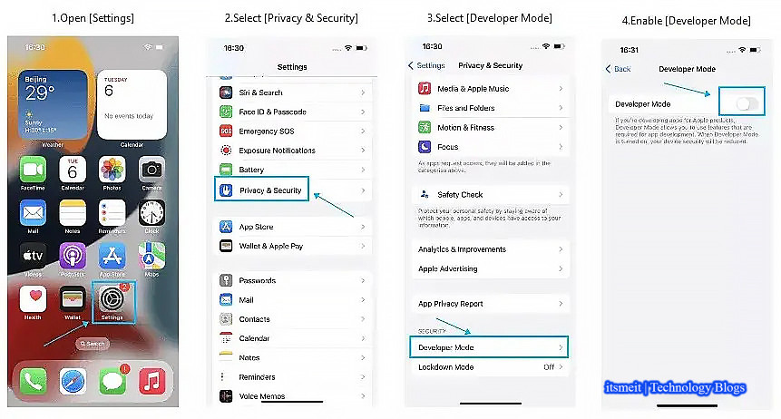 enable developer mode on iPhone IOS 17