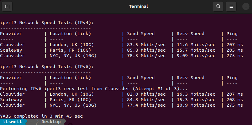 Test VPS network speed Linux