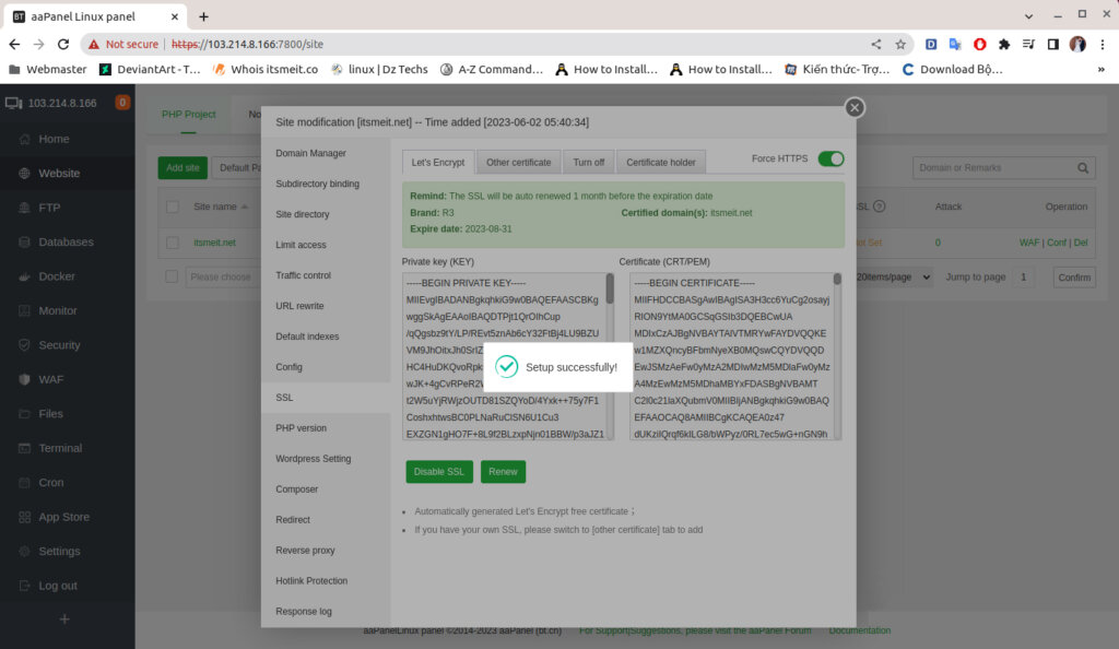Install Free SSL Let's Encrypt Certificate on aaPanel