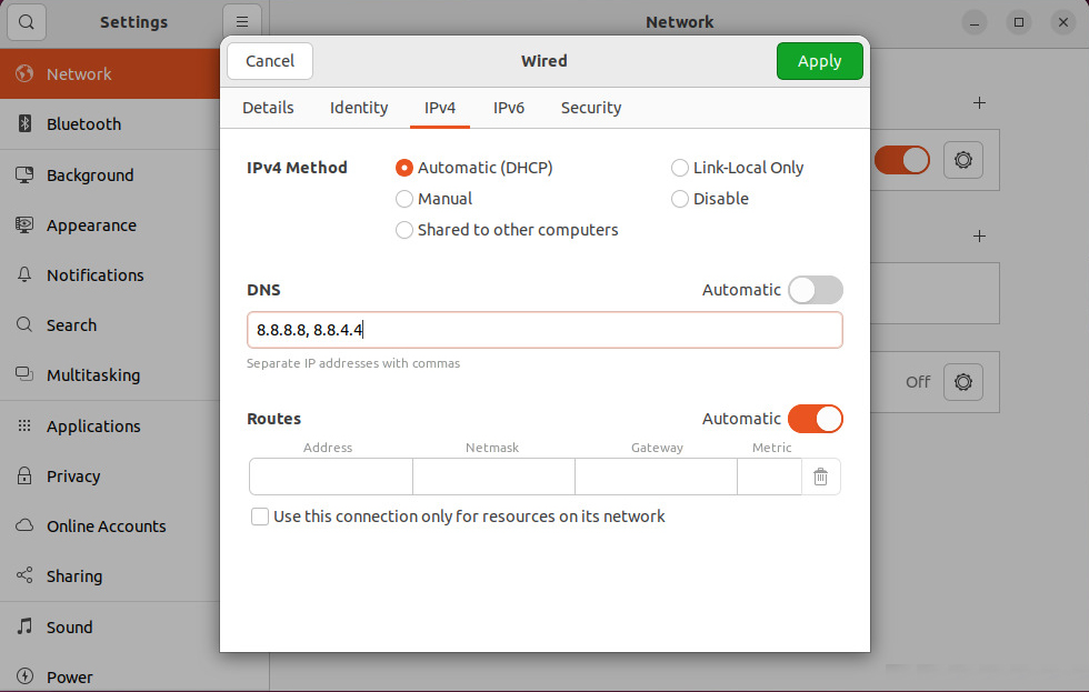 change DNS Google on Ubuntu 22.04