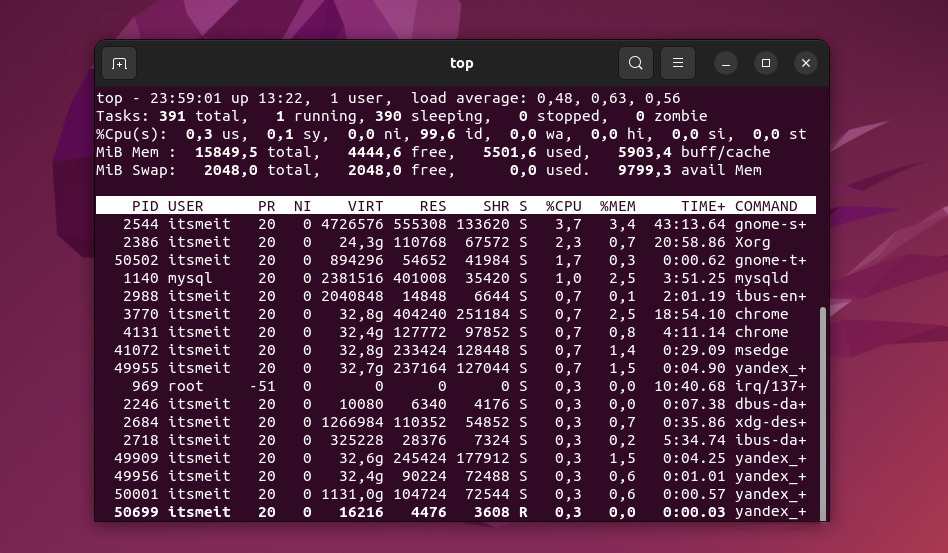 top command check progress