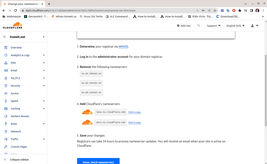 config NS for domain