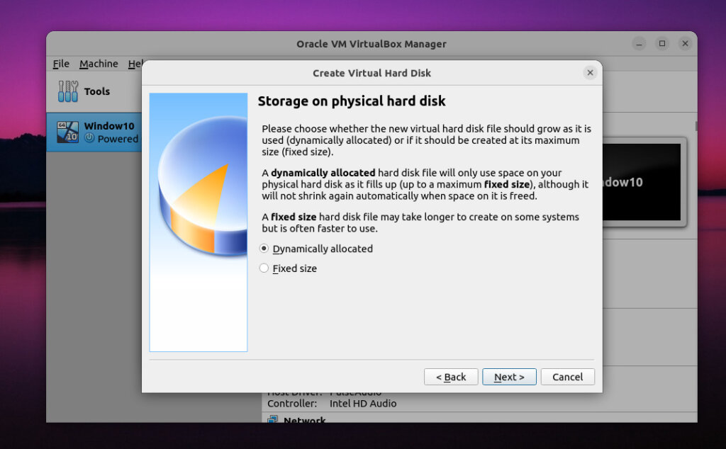 Create storage VirtualBox