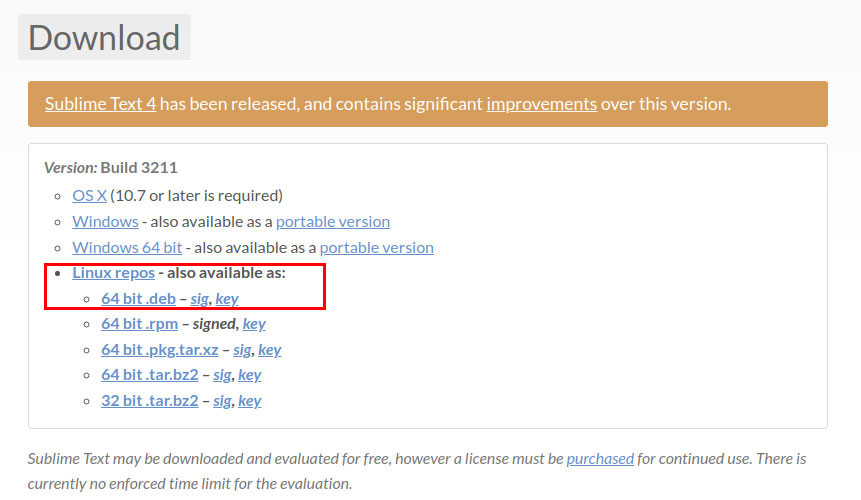 Download deb file Sublime text 3