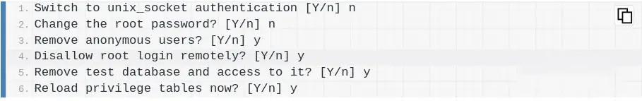 Secure the Installation Mariadb