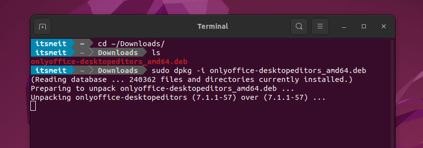 install onlyoffice terminal