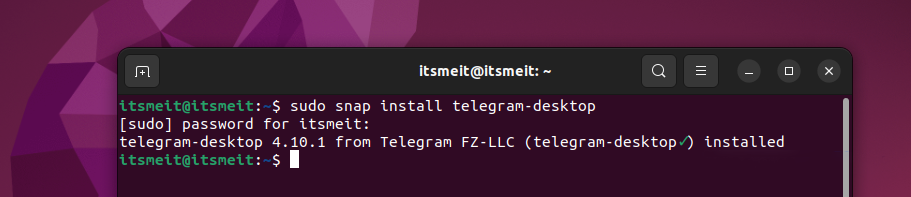 Install Telegram Desktop Ubuntu Snap