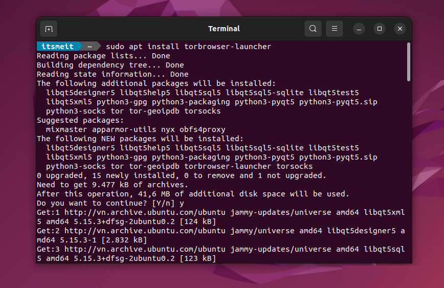 Terminal Install Tor Browser