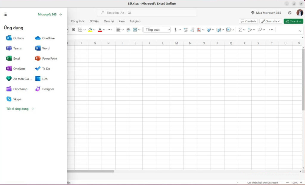 Screenshot Office 365 on Ubuntu 24.04