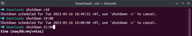 schedule Linux shutdown command