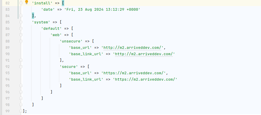 URL Structure in the env.php file