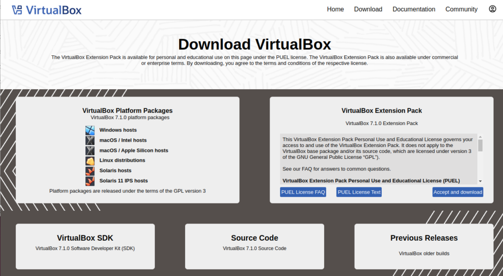 Download virtualBox Extension Pack